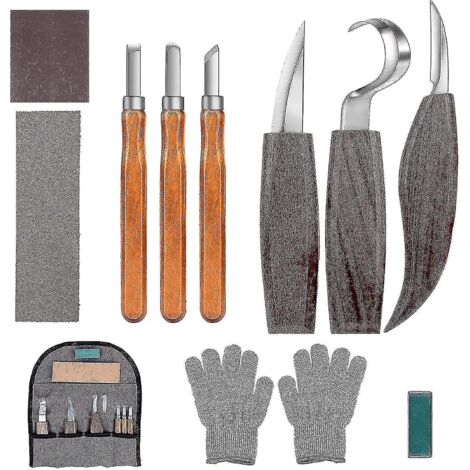 Kit de sculpture sur bois 10 pièces comprenant 3 ciseaux à bois, 3 couteaux à sculpter, ensemble de couteaux à sculpter, outils professionnels pour la sculpture sur bois Botao.