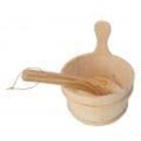 Kit de Seau et Louche en Bois de Sauna, Accessoires de Sauna avec Doublure 4l Ensemble de Louche de Seau de Sauna pour Spa Piscine Baignoire de Massage