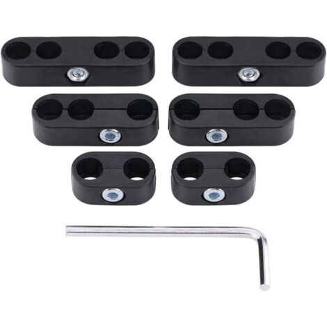 Kit de separador y soporte para cables de bujía KZQ con orificios de 7 mm/8 mm para cables de encendido (2 x 4, 2 x 3 y 2 x 2 orificios, negro)