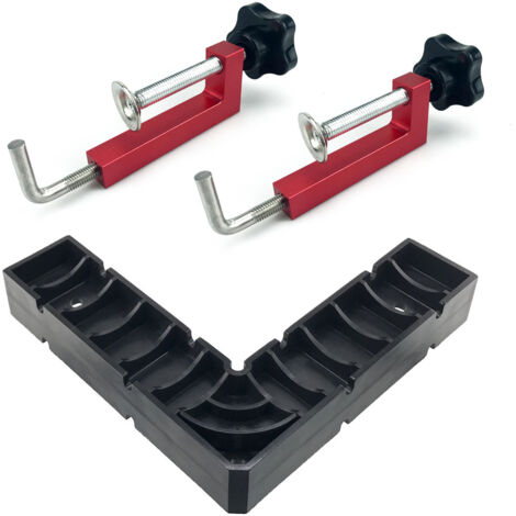 Kit de Serre-joints et Gabarit de Perçage à 90° pour Cadres - Installation Rapide et Précise - Équerre de Menuiserie (Rouge)