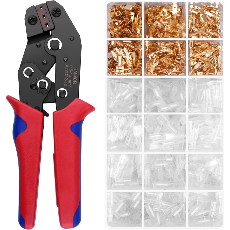ZVD - Kit de Sertissage de Pinces à Bornes Isolées - Sertissage à Cliquet, Connecteurs de Bornes de Fil Isolés, Attaches de Câble (2414 awg, 280