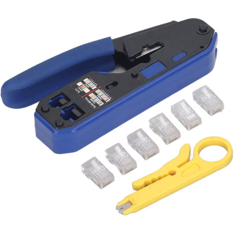 Kit de sertissage RJ45 avec pince passe-câble pour connecteurs Cat5e, Cat6, Cat6a