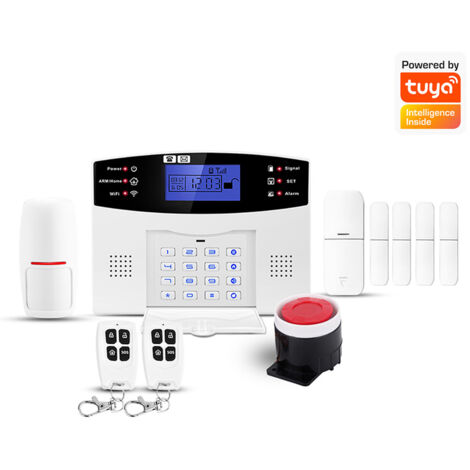 Kit de sistema de alarma de seguridad GSM+WiFi con marcación automática, sistema de alarma inalámbrico para seguridad del hogar, detector de movimiento, detector de puertas/ventanas y control remoto.