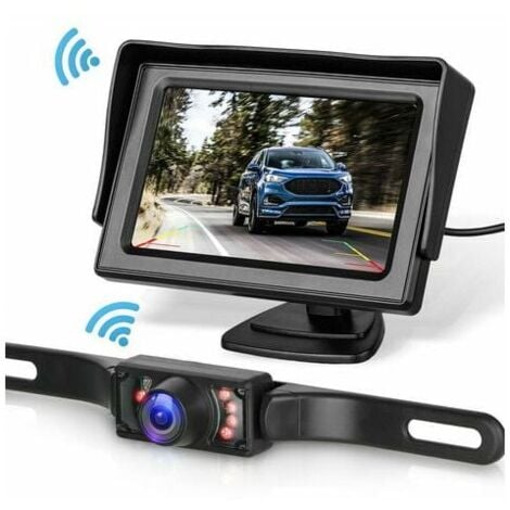 AIPERQ Kit de sistema de cámara de respaldo inalámbrica para automóvil, camión, furgoneta, camioneta, vehículo recreativo con monitor de 4,3'' y sistema de visión trasera