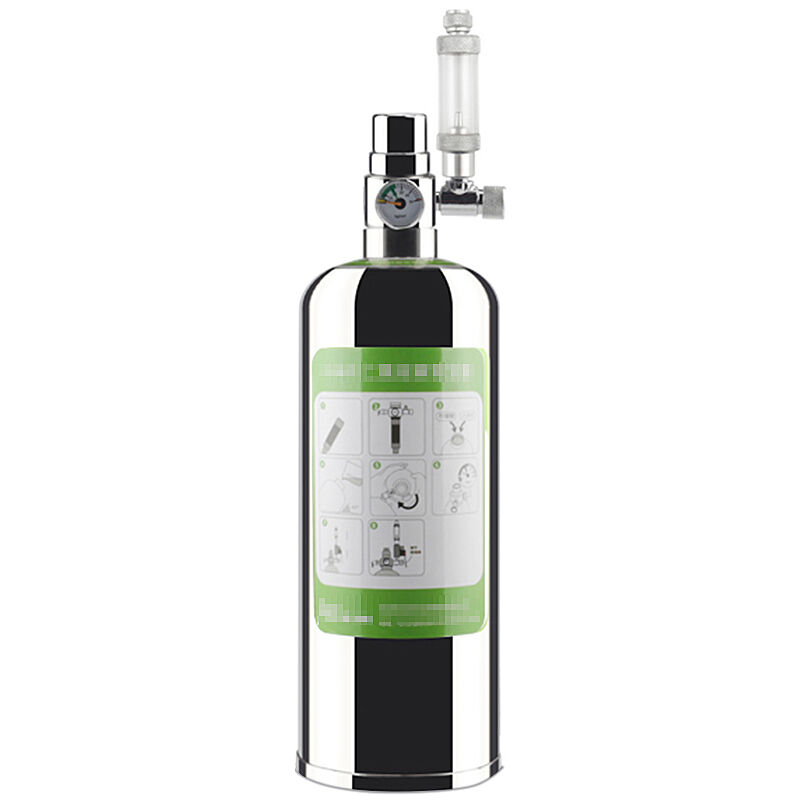 

Kit de sistema de generador de CO2 para acuarios, sistema de generador de cilindro de acero inoxidable de CO2,Plata, 1L