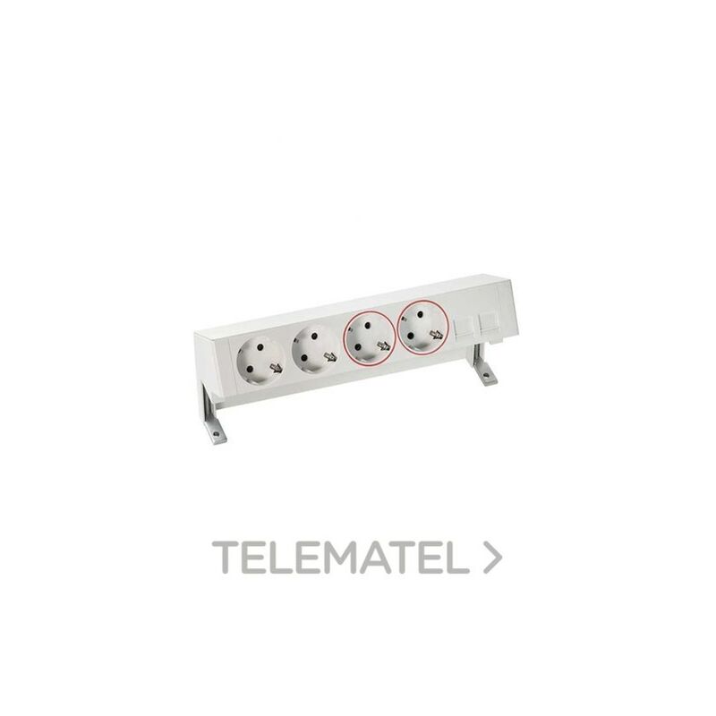 

Kit de sobre mesa completo con 2 bases schuko, 2 bases SAI y SIMON CONNECT 42502220-138