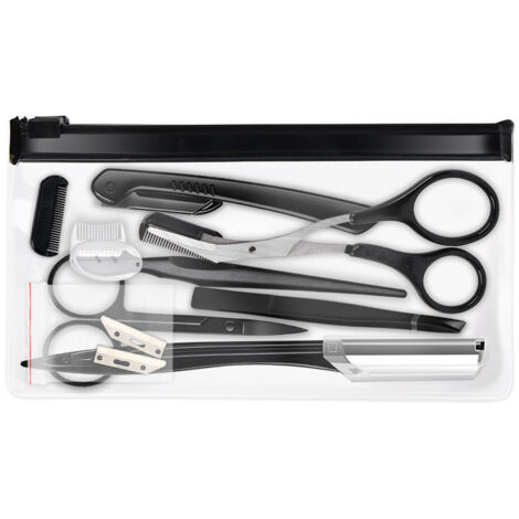 Kit de soin des sourcils 9 pièces, ensemble rasoir à sourcils pour femmes/hommes, kit sourcils débutant avec brosse à sourcils (noir)