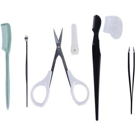 Kit de Soin Sourcils 5 Pièces avec Pince à Sourcils, Ciseaux Sécurité et Rasoir en Acier Inoxydable