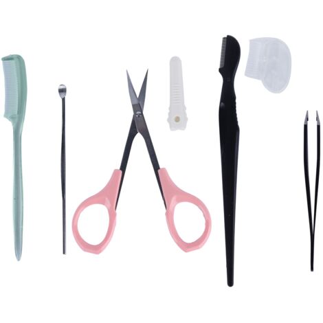 Kit de Soin Sourcils 5 Pièces Ciseaux Sécurité Sourcils Pince Rasoir Acier Inoxydable