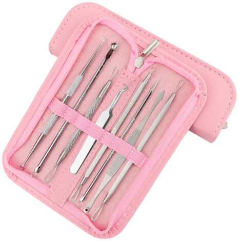 Kit de soin visage anti-points noirs 8 pièces, outils d'extraction de comédons pour peau à imperfections.