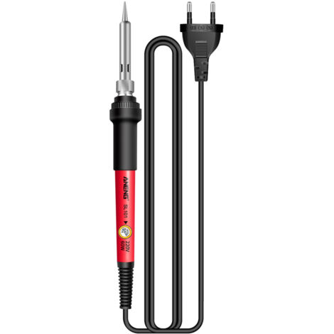 Kit de soldador eléctrico SL101 de 60 W con termostato de 6 niveles, multímetro, lápiz de prueba, bomba desoldadora, soporte y pinza para cables.
