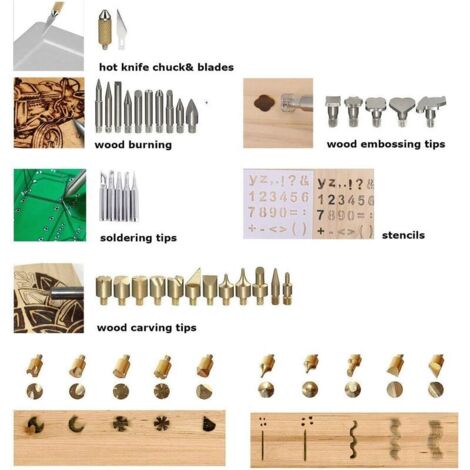 Kit de soldador para pirograbado de madera Betterlife, 37 piezas, 60 W, quemador para manualidades para adultos, para corcho, cuero, grabado, tallado de madera, temperatura ajustable, longitud