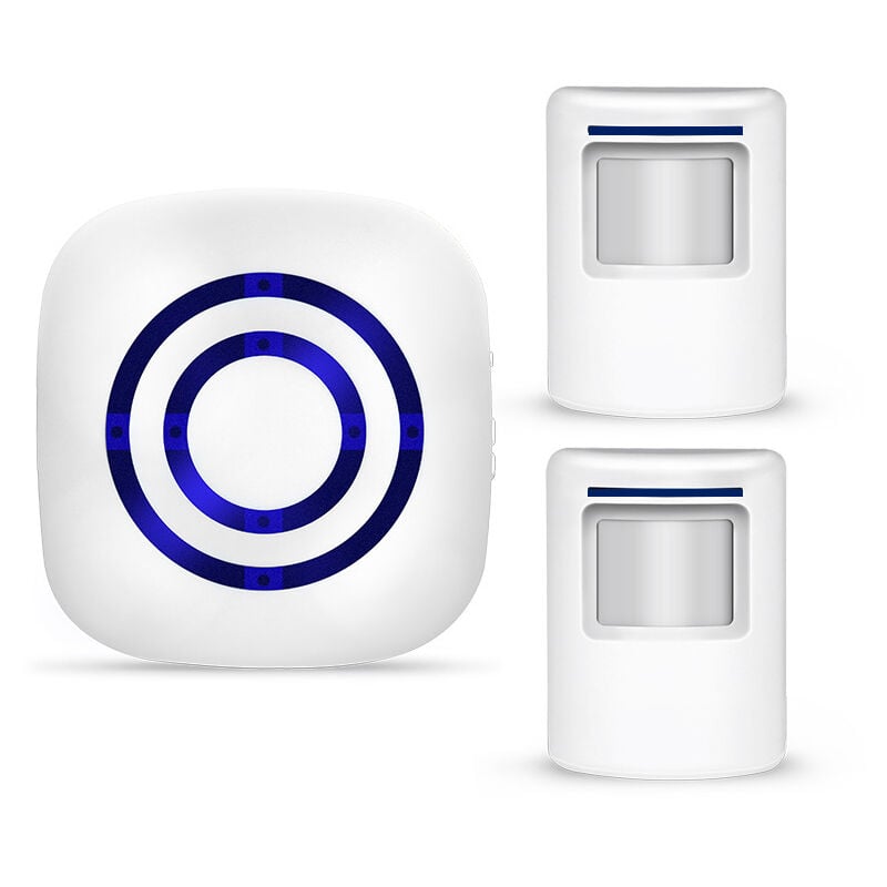 Ensoleille - Kit de sonnette électrique sans fil avec 1 récepteur et 1 détecteurs de mouvement capteur d'alarme visiteur alarme de sécurité