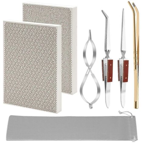 Kit de soudure pour bijoux 7 pièces, 2 blocs de soudure en nid d'abeille, 1 pince en cuivre