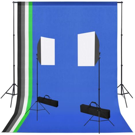 Kit de studio photo avec boîte à lumière et toiles de fond vidaXL - N/A