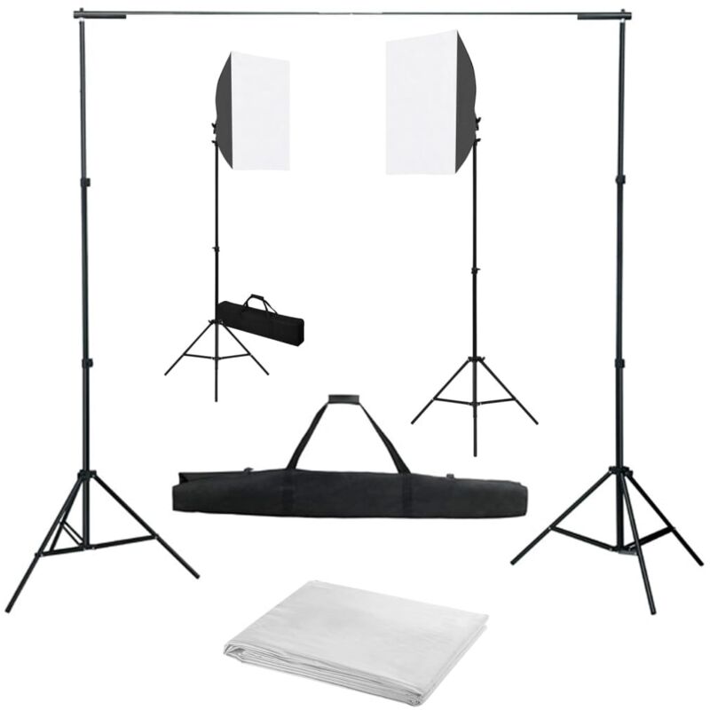 INLIFE Kit de studio photo avec boîtes à lumière et toile de fond