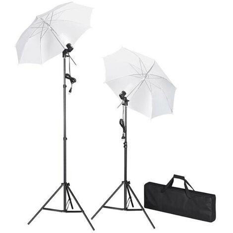 Kit de studio photo avec lampes pieds et parapluies