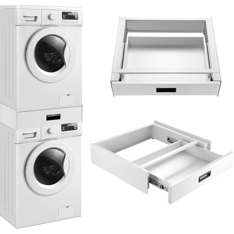[en.casa] - Kit de Superposition pour Lave-Linge Sèche-Linge Standard 60 cm avec Tiroir Blanc