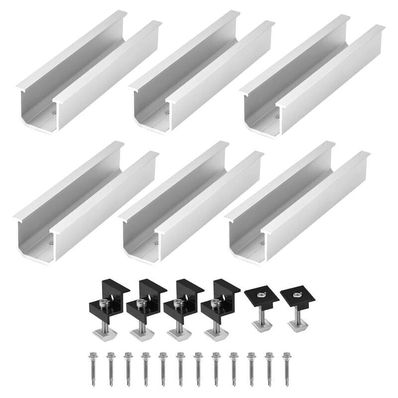 Ouylaf - Kit de Support de Panneau Solaire 6 PièCes de 12cm Support RéGlable Rails Courts en Aluminium SystèMe de Montage pour Panneaux Solaires