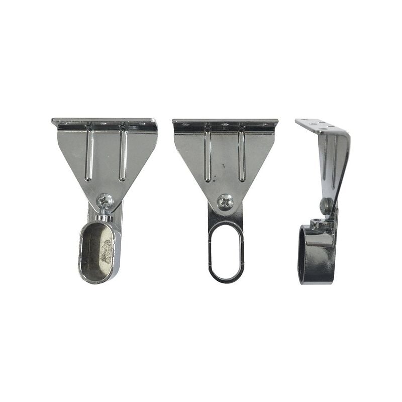 Interges - Kit de supports pour tubes ovale 30 x 15 sous-pente - 2 supports d'extrémité et 1 support central - chromé
