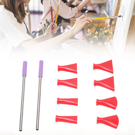 Kit de Surligneur d'Art Fluide : 2 Straws Métal 8 Embouts Multifunciton pour Découpage Acrylique