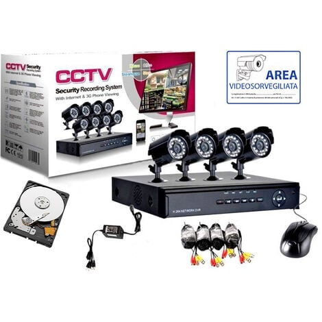 HOUSECURITY KIT DE SURVEILLANCE VIDEO 4 CAMERA INFRAROUGE HD 2TB+ DVR + ALIMENTATION + CABLES