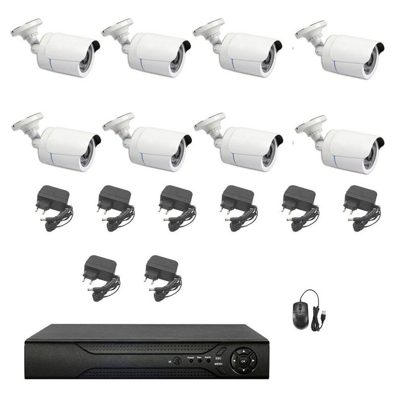 Kit de surveillance vidéo ahd 8 caméras infrarouge 5 mpx ip dvr 8 canaux