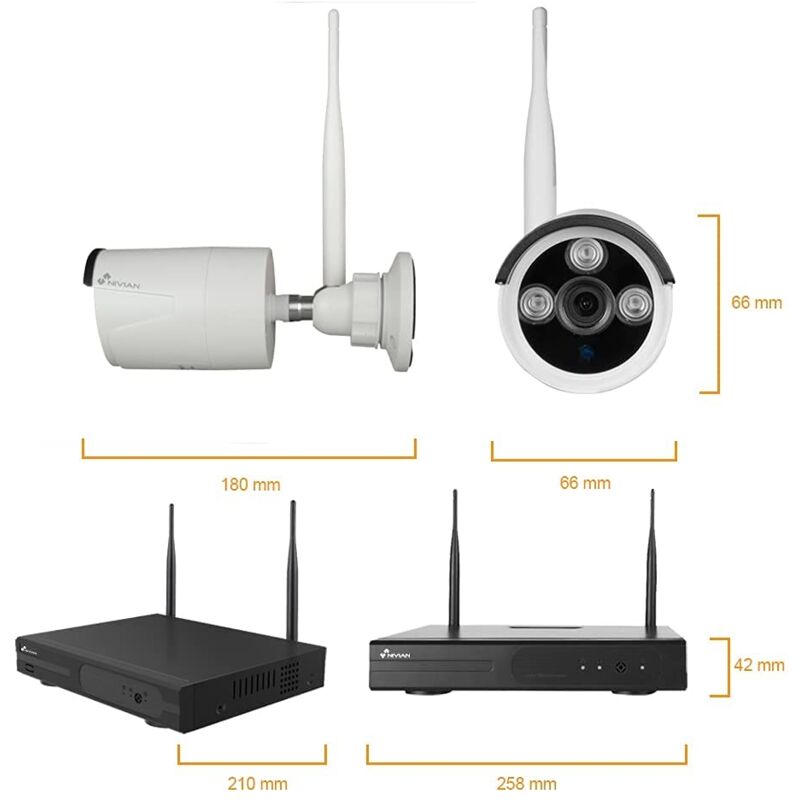 Nivian - kit de surveillance vidéo ip full hd sans fil 4 caméras 3 mpx wifi hd 1 tb