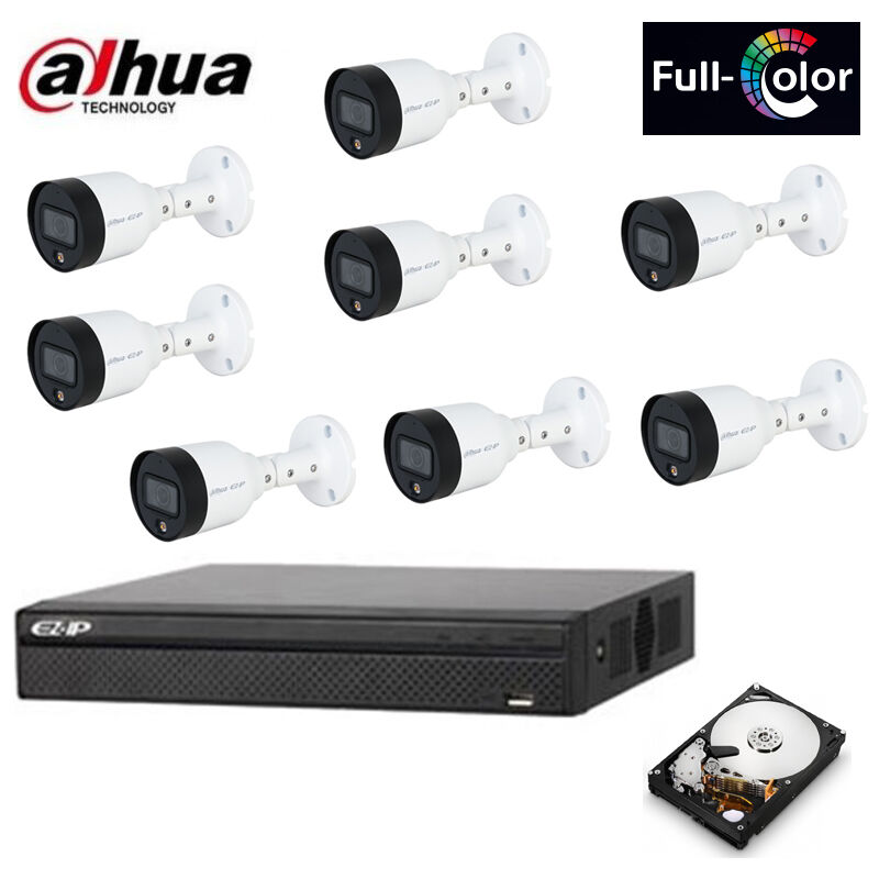 Dahua - kit de surveillance vidéo ip poe 2 mpx 8 caméras full colour hd 1 tb