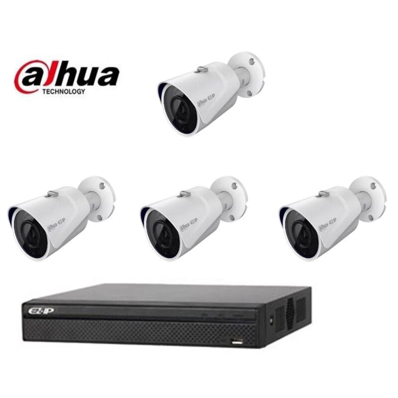 Dahua - kit de surveillance vidéo ip poe 4 caméras 2 mpx