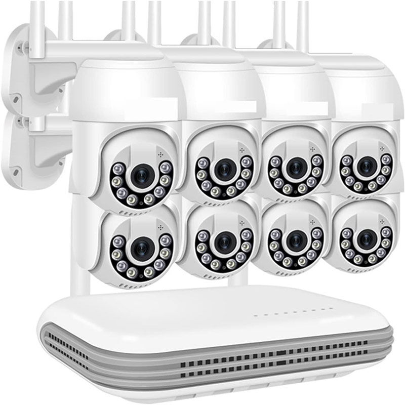 Kit de surveillance vidéo sans fil nvr 8 canaux 8 caméras 5MPX ptz motorisé wi-fi