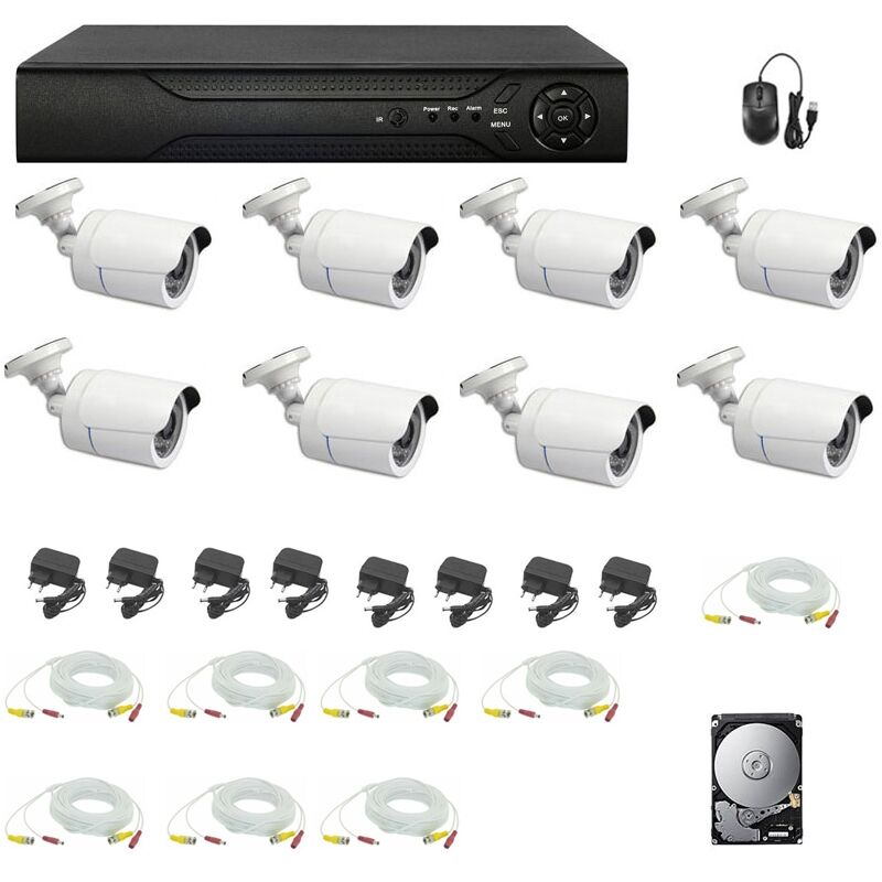Housecurity - kit video surveillance 8 cameras 5 mpx dvr 16 ch cables hd 2 tb