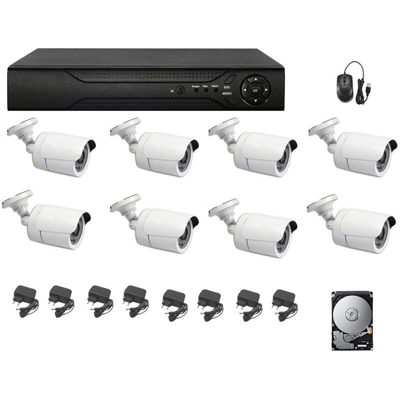 Housecurity - kit de surveillance vidéo ahd 8 caméras 5 mpx dvr 16 ch hd 500 gb