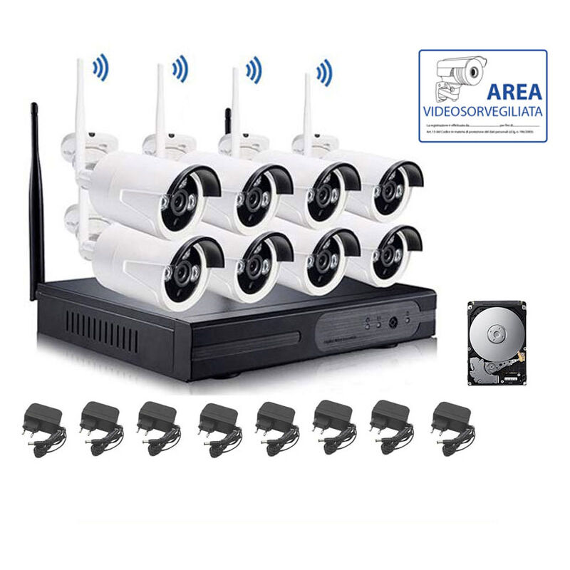 Kit de surveillance vidéo sans fil full wifi hd ip 8 caméras nvr lan remote 3G hd 500