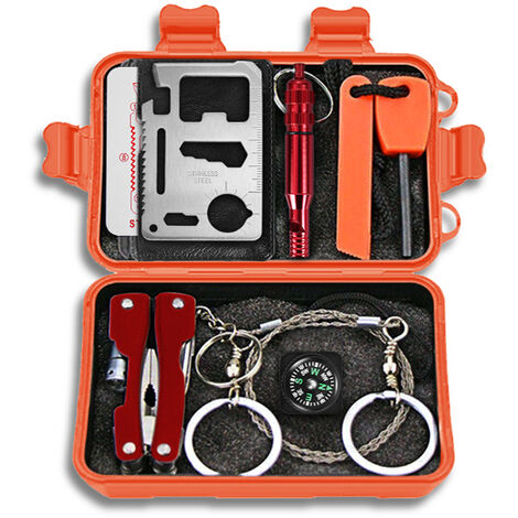 main image of "Kit de survie en plein air 12 en 1 Kits d'équipement d'urgence Outil de camping de survie en plein air NOUVEAU Orange"