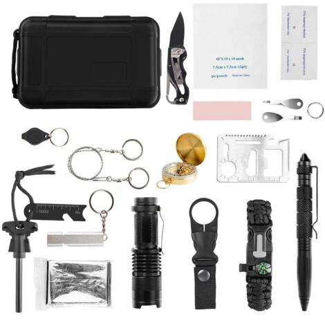 Kit de Survie Urgence pour Véhicule, Équipement Aventure Randonnée Chasse Camping Matériel Sécurité