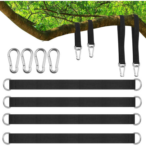Kit de suspension de sangles de balançoire d'arbre de 2 pièces, avec mousquetons, kits de suspension robustes pour sangles d'arbre de hamac 300 cm