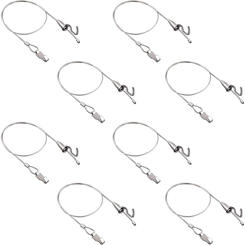 Largeight - Kit de Suspension de Tableau avec Crochets, 8 pièces Réglable en Acier Inoxydable Cintre Câble Métallique Robuste Kit D'Affichage D'Image