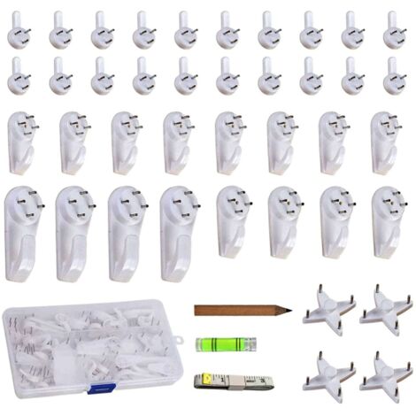 Kit de suspension de tableaux en acier inoxydable 40 pièces, comprenant pinces pour cadres, crochets pour tableaux et miroirs, et divers autres crochets.-AquaForge