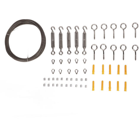 Kit de Suspension en Câble Acier PVC 15m avec Rondelles et Manchons d'Aluminium pour Accroche