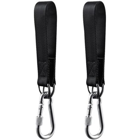 Kit de Suspension Noir pour Balançoire 2 Pièces, Sangles pour Balançoire de Jardin, Hamac ou Siège Suspendu, avec 2 Mousquetons de Charge Lourde et Anneaux D