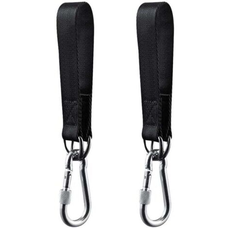Kit de Suspension Noir pour Balançoire 2 Pièces, Sangles pour Balançoire de Jardin, Hamac ou Siège Suspendu, avec 2 Mousquetons de Charge Lourde et Anneaux D