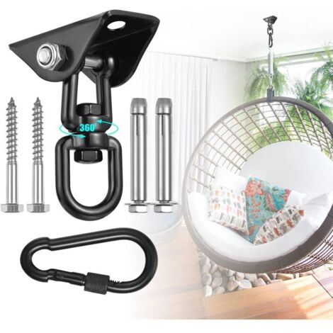 Kit de suspensión para hamacas con gancho de techo giratorio de 360° de acero inoxidable de alta resistencia para hamacas, sillas colgantes, sacos de boxeo, columpios y yoga aéreo - Capacidad de 450 k