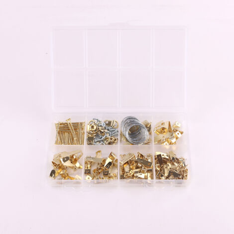 Kit de suspension pour cadres photo (220 pièces) comprenant vis, clous, anneaux en D, pitons à vis, crochets en dents de scie, fil d'acier et crochets pour cadres.-AquaForge