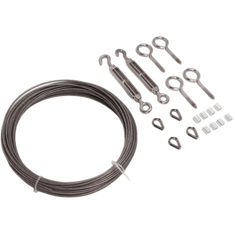 Kit de Suspension pour Guirlandes Lumineuses en Acier Inoxydable avec Revêtement PVC et Ridoirs de Tension