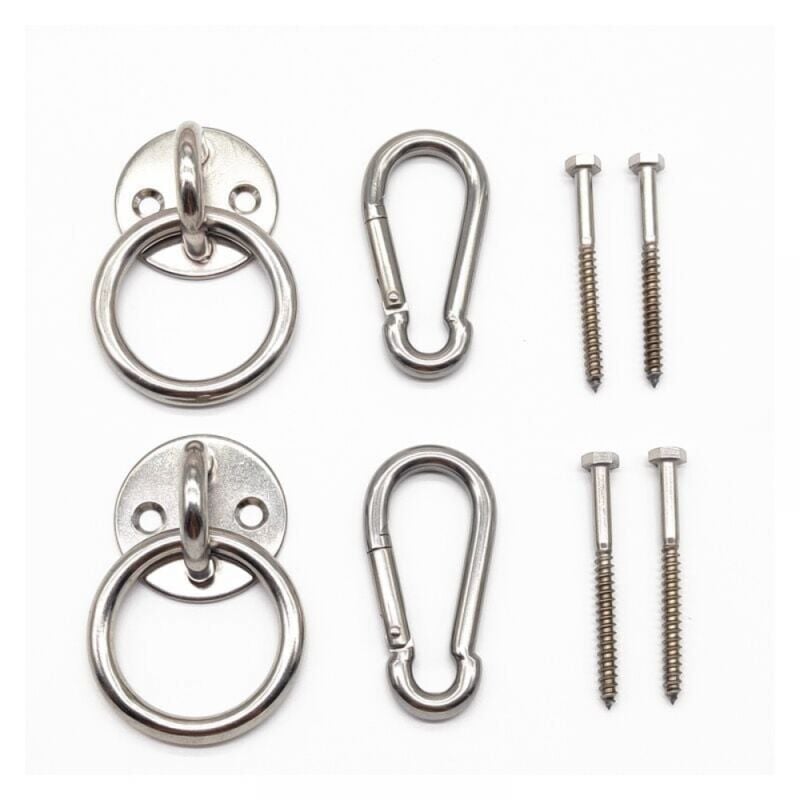 Kit de suspension pour hamac d'intérieur avec crochets mousquetons et vis en acier inoxydable