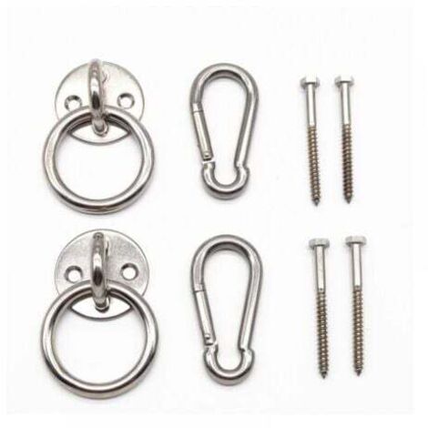 Kit de suspension pour hamac d’intérieur avec crochets mousquetons et vis en acier inoxydable