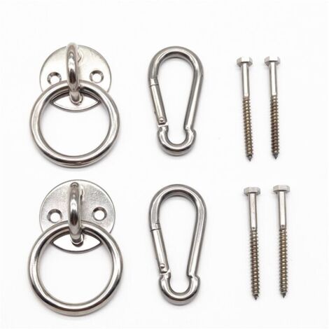 Kit de suspension pour hamac d’intérieur avec crochets mousquetons et vis en acier inoxydable