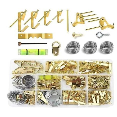 Kit de suspension pour tableau noir de 314 pièces, crochets de suspension robustes pour cloisons sèches, crochets pour tableau noir avec clous, fil de suspension en dents de scie, etc.-AquaForge