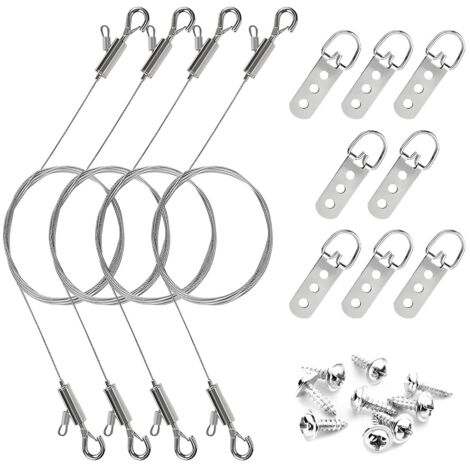 Kit de suspension robuste avec fil d'acier pour cadres, miroirs et œuvres d'art jusqu'à 22,6 kg.-AquaForge
